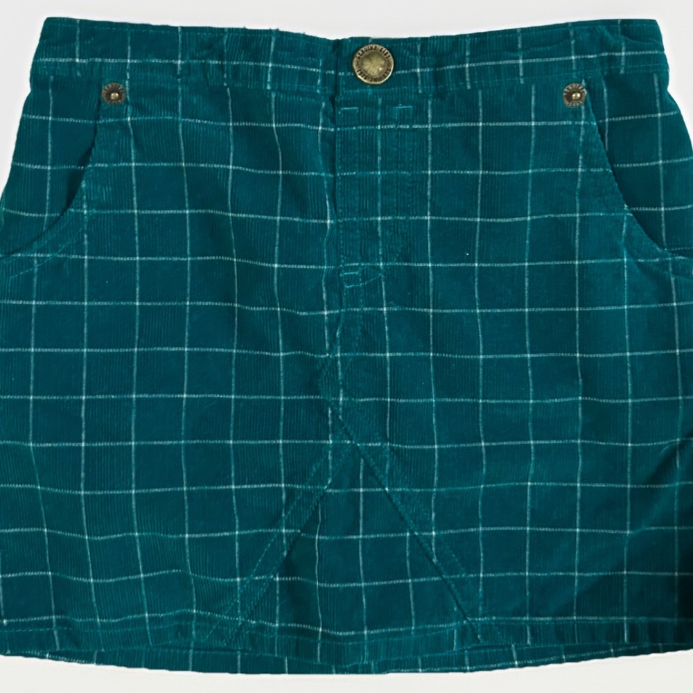 Genuine Kids By Oshkosh Size 4T Girls Skirt Green With Thin White Plaid Lines